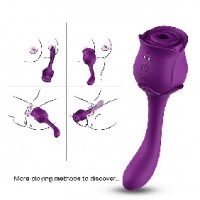 Rose Clitoral Sucking with G-Spot Vibrator, Silicone, 20 Functions, Rechargeable, PURPLE